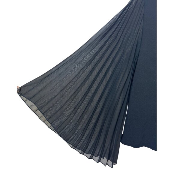 W5 Women’s XL Black Pleated Sheer Flowy Long Sleeve Elegant Top Office Dressy - Picture 2 of 5